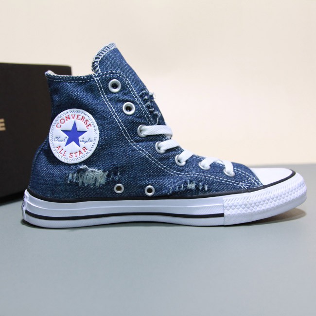 Giày Converse denim cao cổ vải xanh rách CCVX09