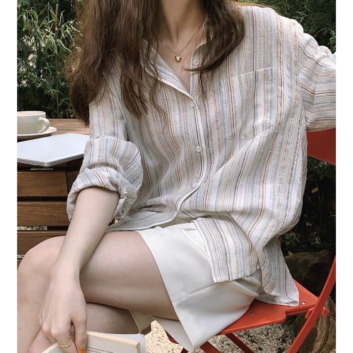Áo sơ mi nữ, sơ mi đi học kẻ linen Polo