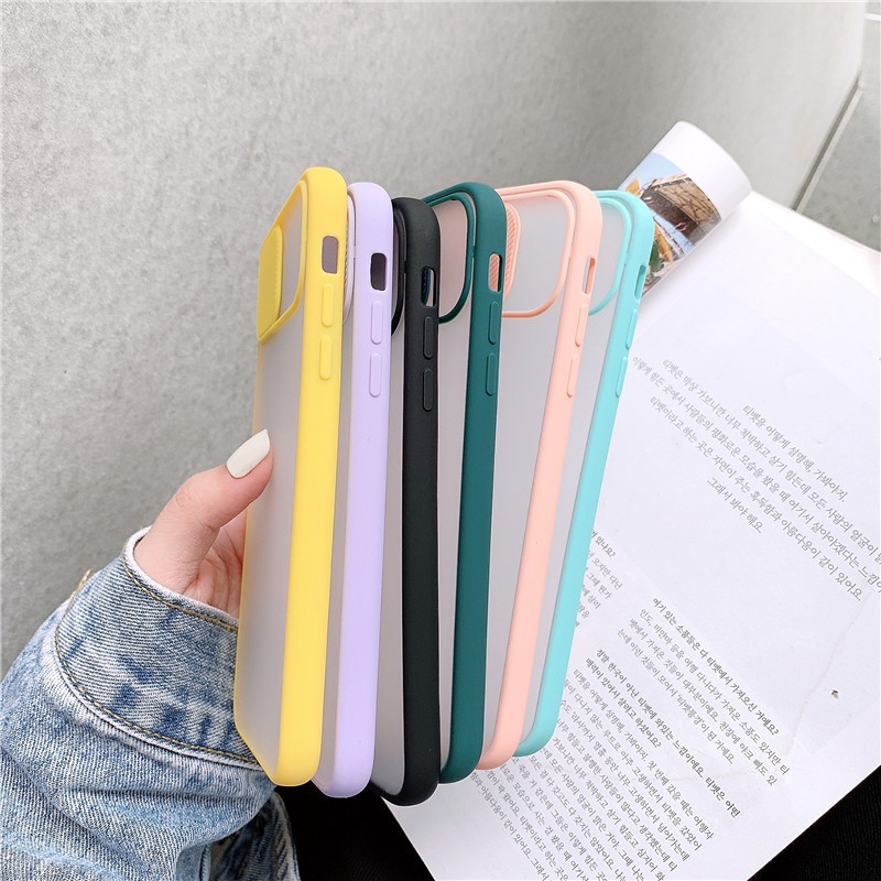 Ốp điện thoại cứng nhám trong suốt có nắp trượt bảo vệ camera cho iPhone 12 11 Pro Max X Xs Max Xr 6 6s 7 8 Se 2020 Plus