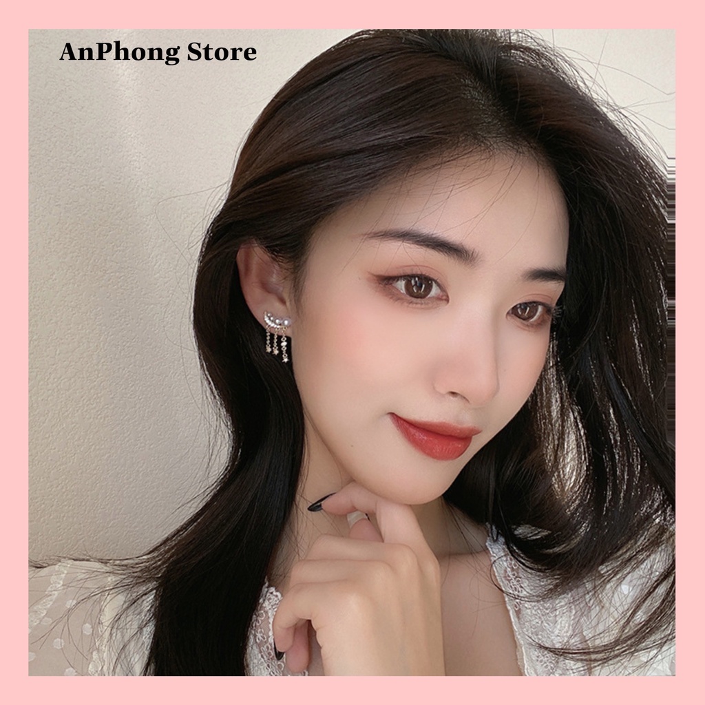 [Mới] Bông Tai, Hoa tai Mạ Bạc S925 Ngọc Nguyệt Ngôi Sao Tua Lua Sao Chổi Phụ Kiện Thời Trang AnPhong Store.