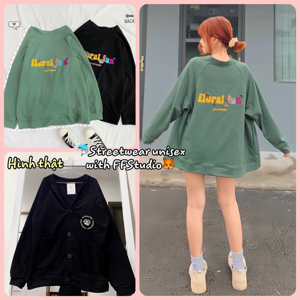 Áo khoác Cadigan nữ có cúc Floral Fun 🐬 Hình thật+Video chính chủ🦊FREESHIP