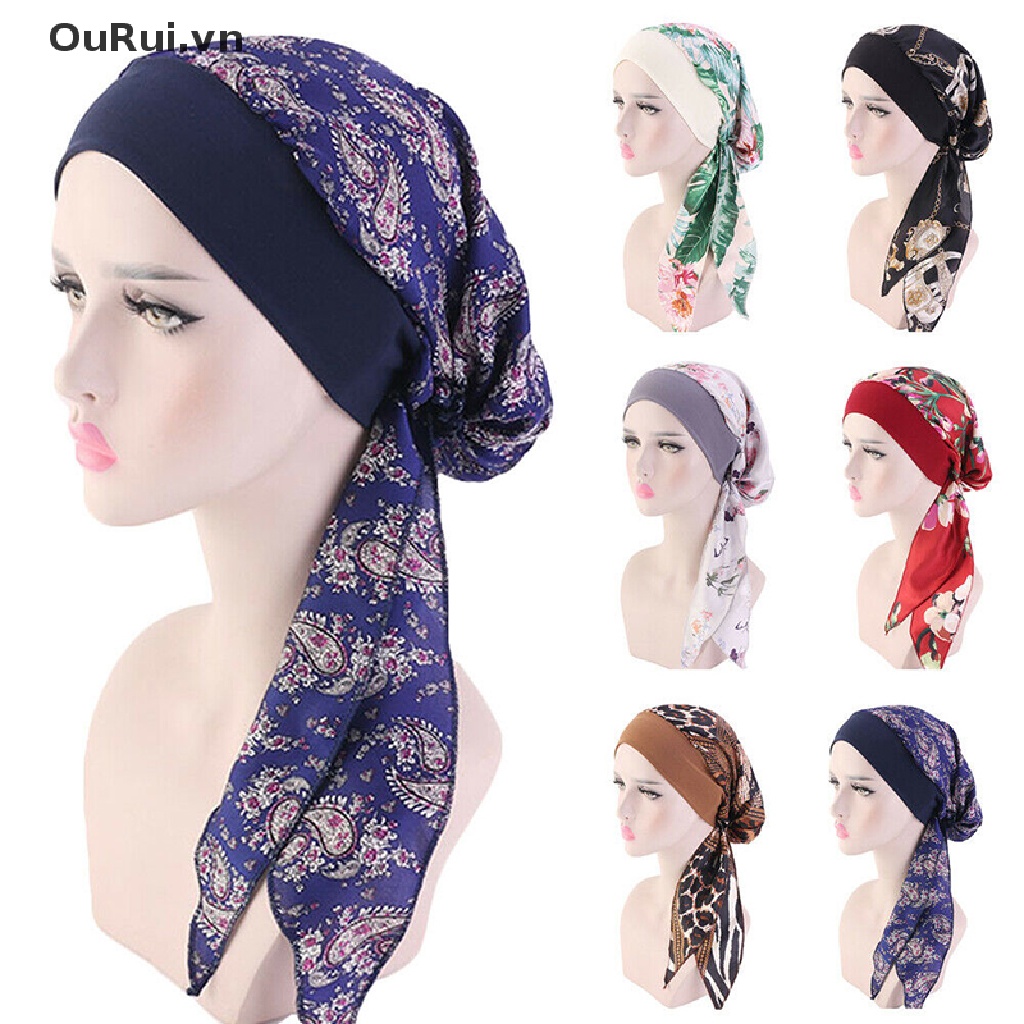 Khăn choàng đầu dạng mũ turban không buộc sẵn dành cho phụ nữ rụng tóc ung thư mới