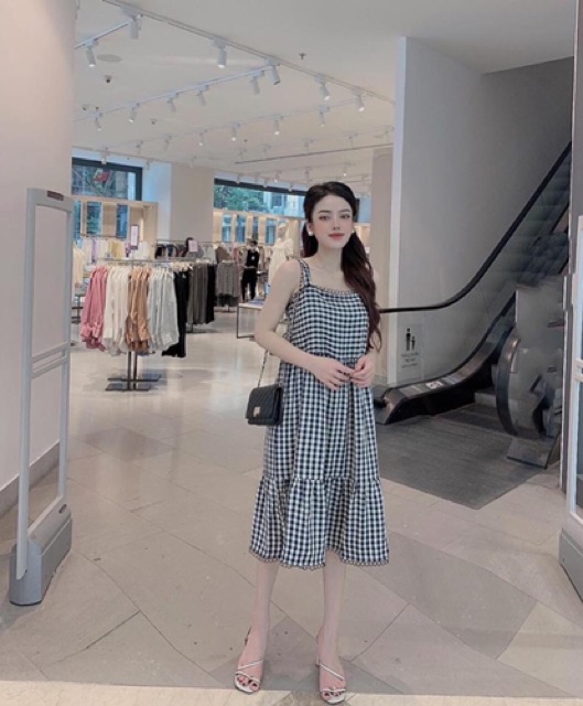 Váy 2 dây kẻ caro MVB074