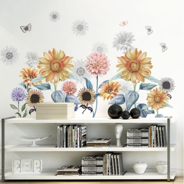 Decal trang trí tường - Những bông hoa hiện đại