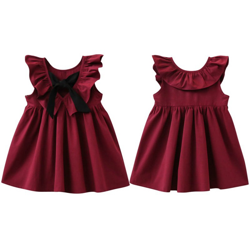 Đầm tay xòe cánh bướm thắt nơ lưng cho bé