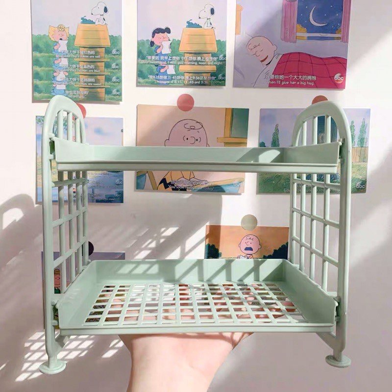 Kệ nhựa mini 2 tầng đựng đồ đa năng, nhỏ gọn trang trí siêu xinh, tháo lắp dễ dàng