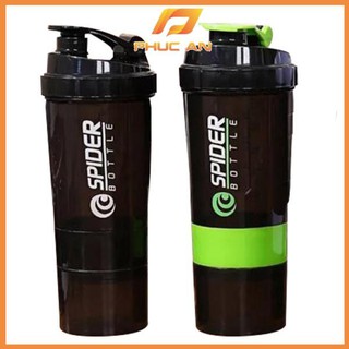 Bình lắc thể thao Spider tập gym đựng protein BCAA 3 ngăn tiện dụng