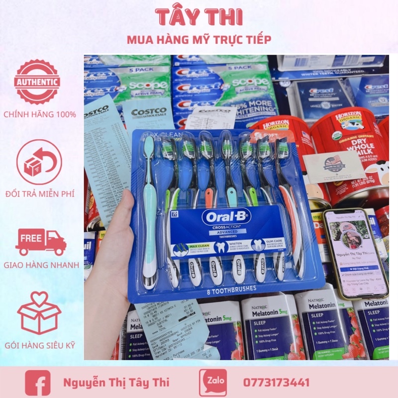Set 8 Bàn Chải Oral-B Cross Action Advanced của Mỹ 🇺🇸