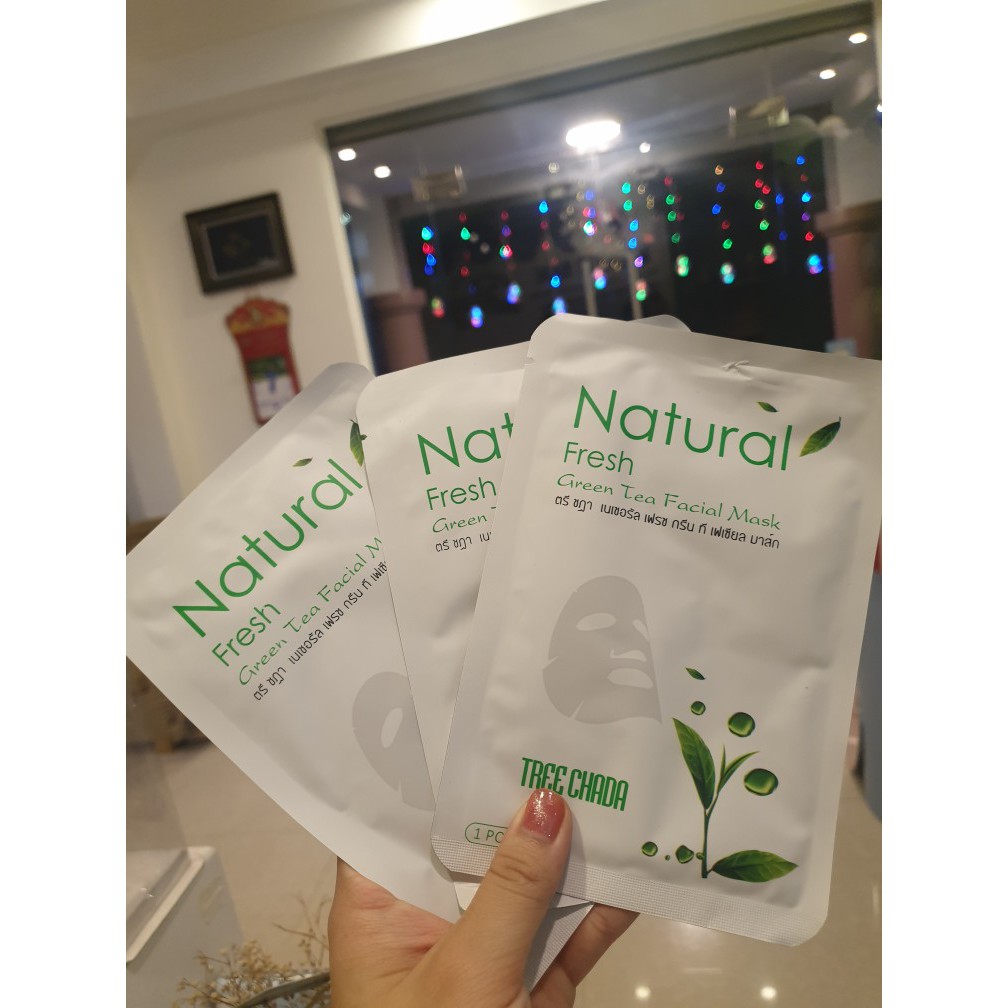 Mặt Nạ Trà Xanh Natural Fresh Green Tea Facial Mask Treechada 💖 CAM KẾT CHÍNH HÃNG 100% 💖 GIÁ LẺ BẰNG S