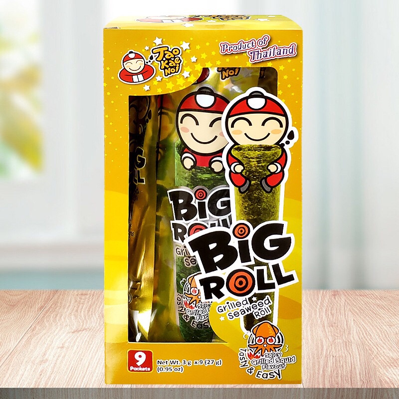 Snack rong biển, rong biển tao kae noi cuộn Big Roll 3,6g các vị - Hộp 6 thanh cuộn