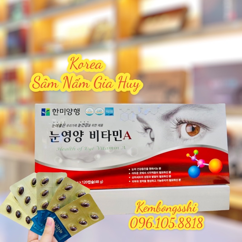Viên Bổ Mắt Hàn Quốc Health of eye Vitamin A, Hộp 120Viên