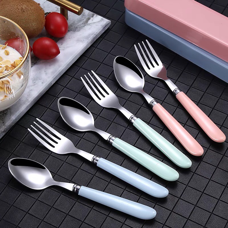 Bộ đũa muỗng nĩa Inox 304 có hộp tiện lợi du lịch, picnic