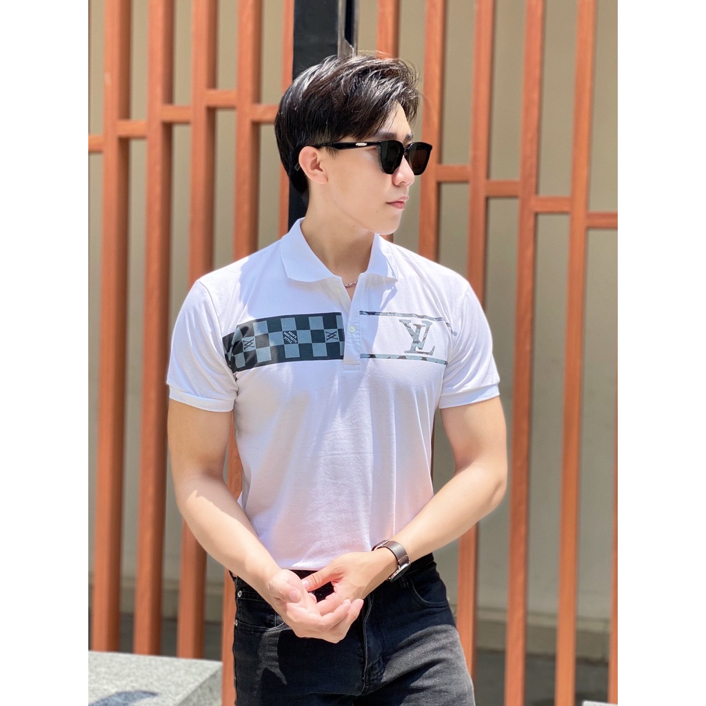 ÁO THUN POLO NAM LOGO NV PHỐI SỌC CARO