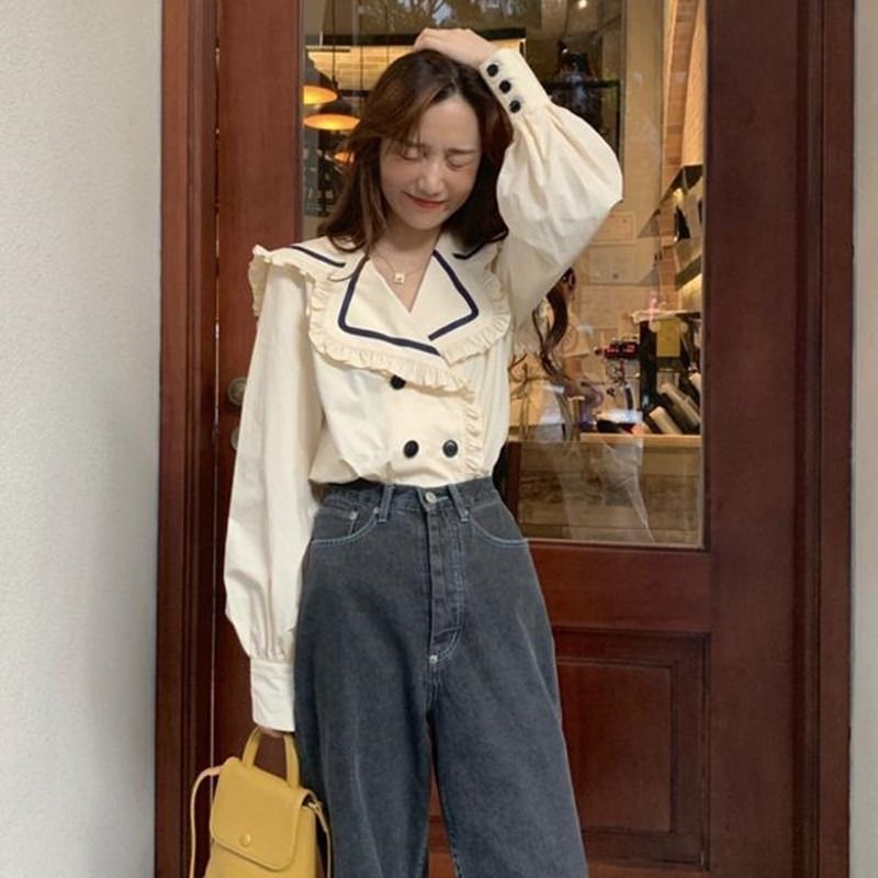 Áo Kiểu Hàn Quốc Dáng Rộng Dài Tay Thời Trang Mùa Hè 2020 Cho Nữ
