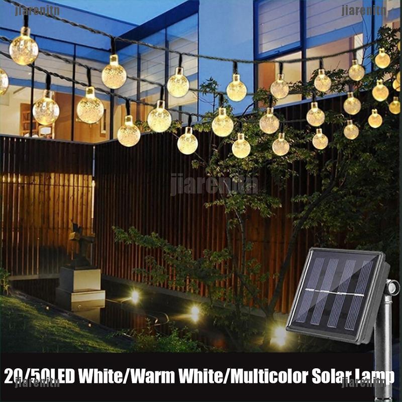 Dây Đèn Led 20 / 50 Bóng Tròn Năng Lượng Mặt Trời Trang Trí Sân Vườn