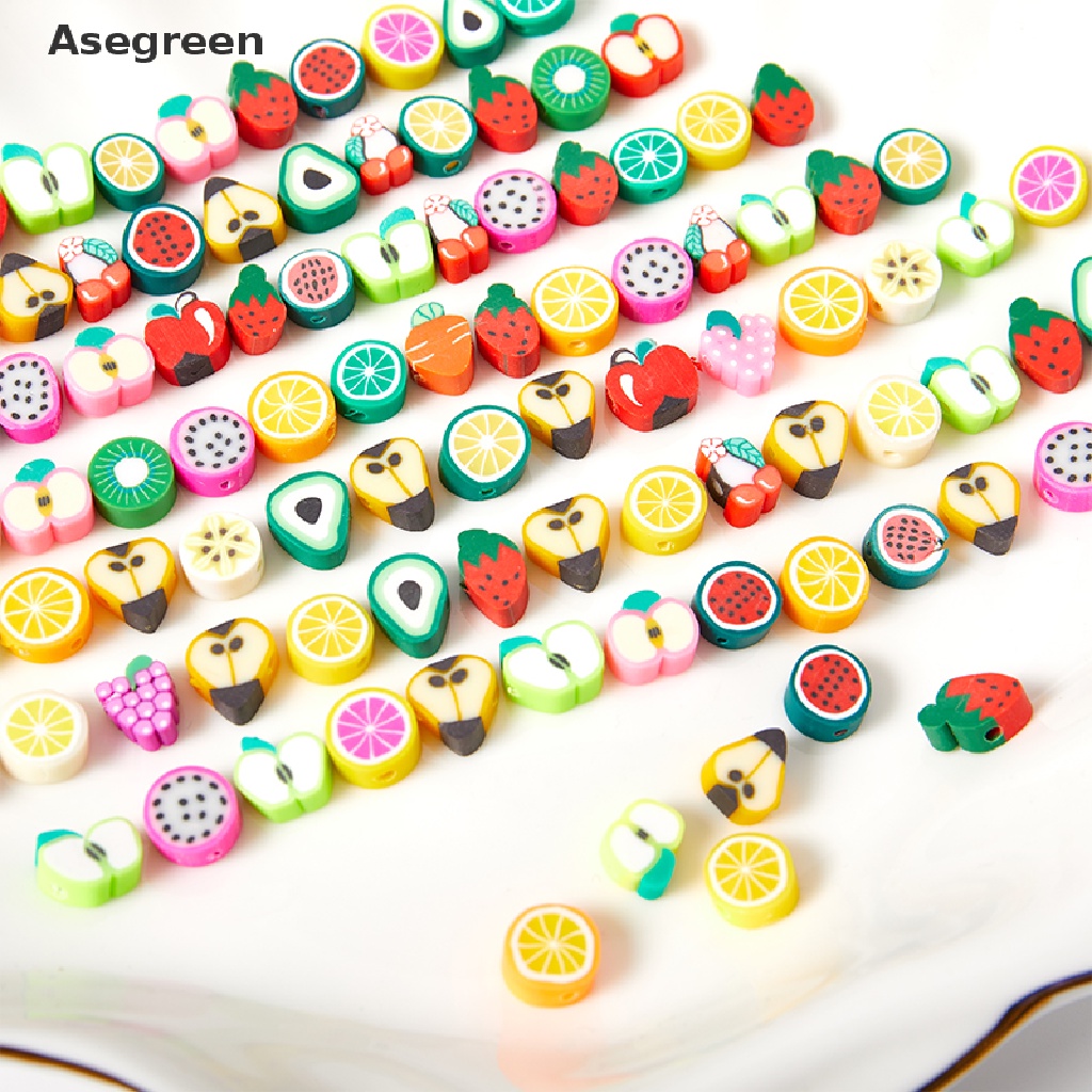 Set 50 / 100 Hạt Xỏ Lỗ Hình Trái Cây Nhiều Màu Sắc Dùng Để Làm Đồ Trang Sức Thủ Công