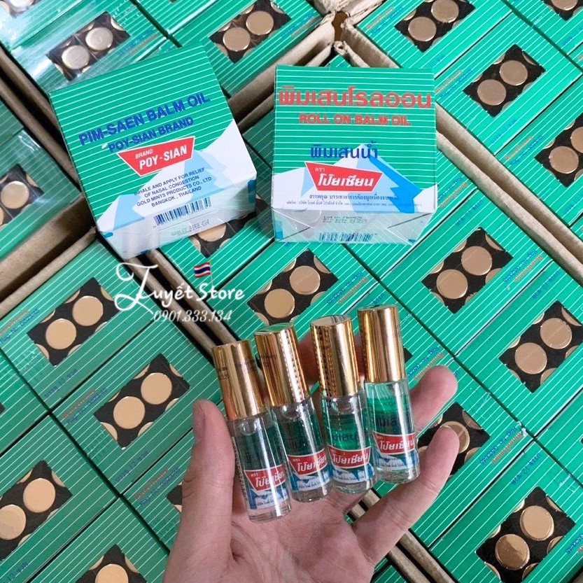 [ Combo 12 chai] Dầu gió lăn thảo dược Poy Sian 5ml