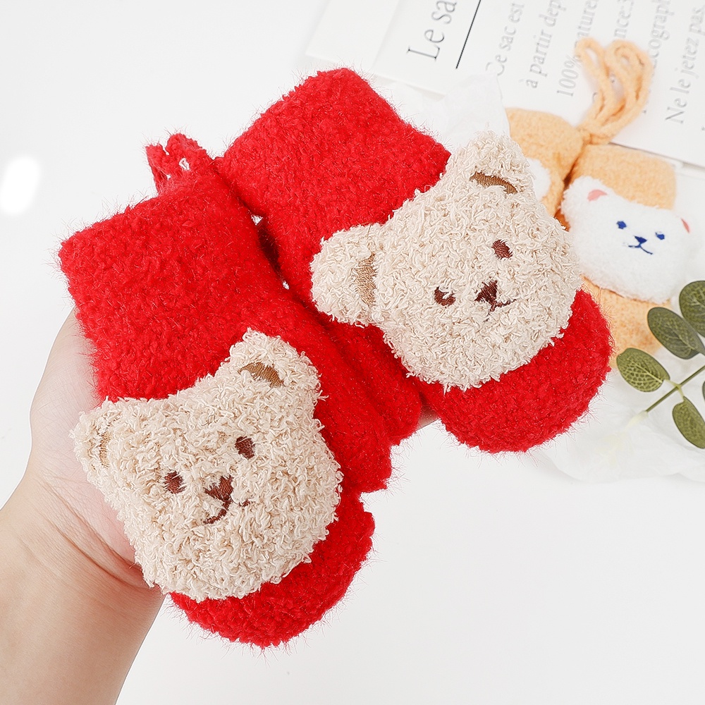 Đôi Găng Tay Giữ Ấm Hình Gấu Hoạt Hình Nhiều Màu Dễ Thương Cho Bé