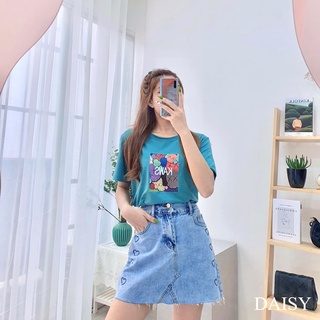 Áo phông nữ cotton oversize cổ tròn daisy in hình kaws mã aon8007