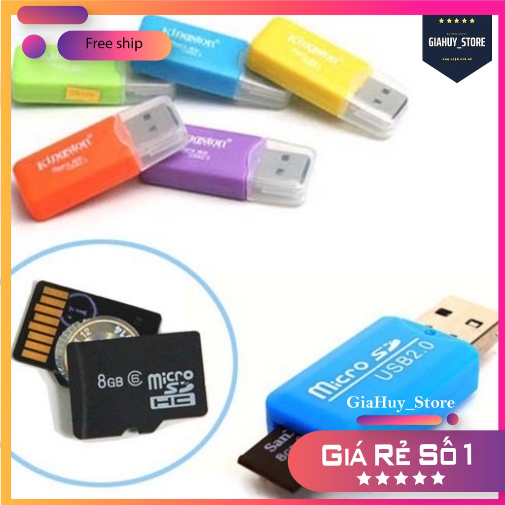 Đầu Đọc Thẻ Nhớ Mini Usb 20FREESHIP 50K Cho Laptop Nhiều Màu Sắc