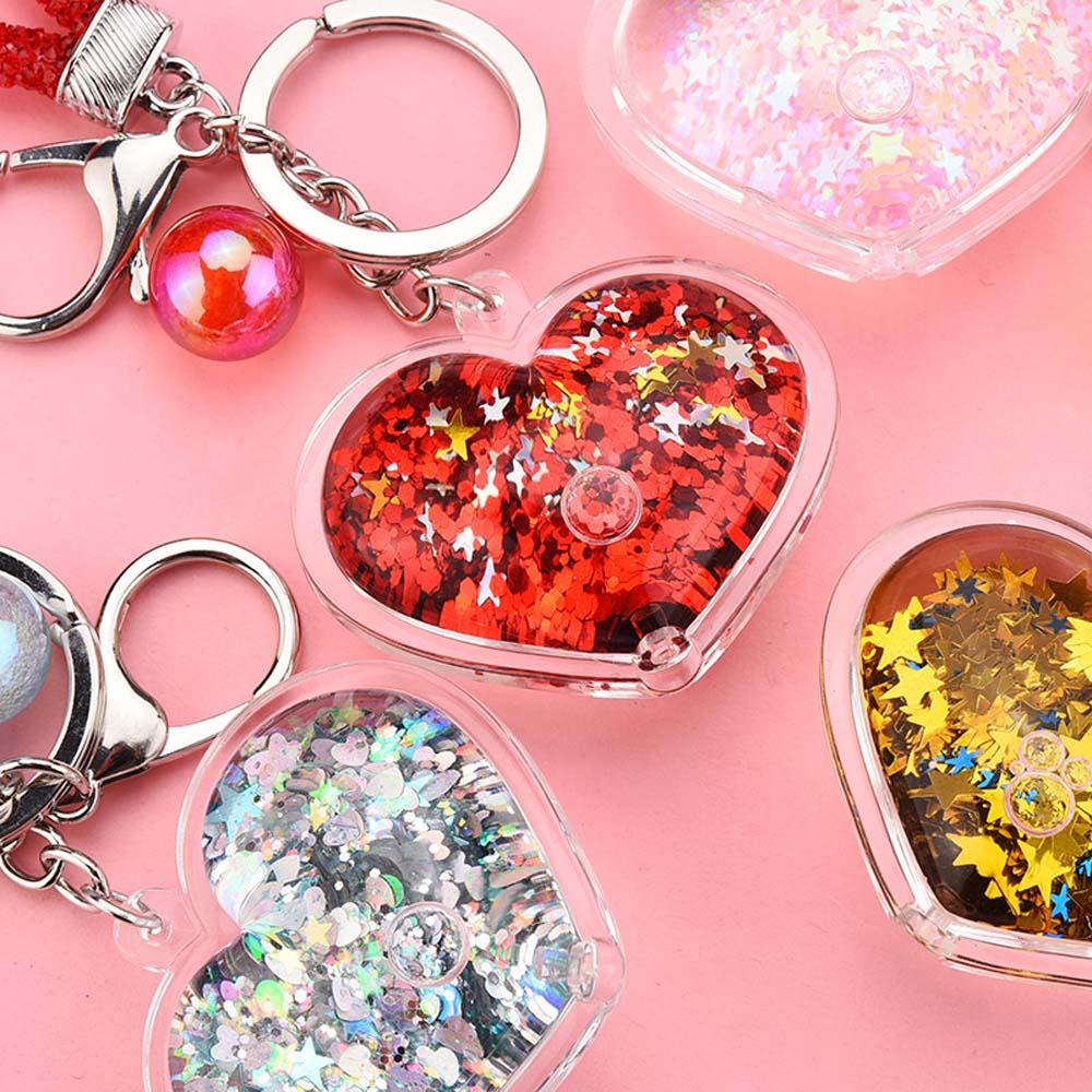 LANFY Móc Khóa Hình Trái Tim Trong Suốt Đính Kim Sa Lấp Lánh Dễ Thương