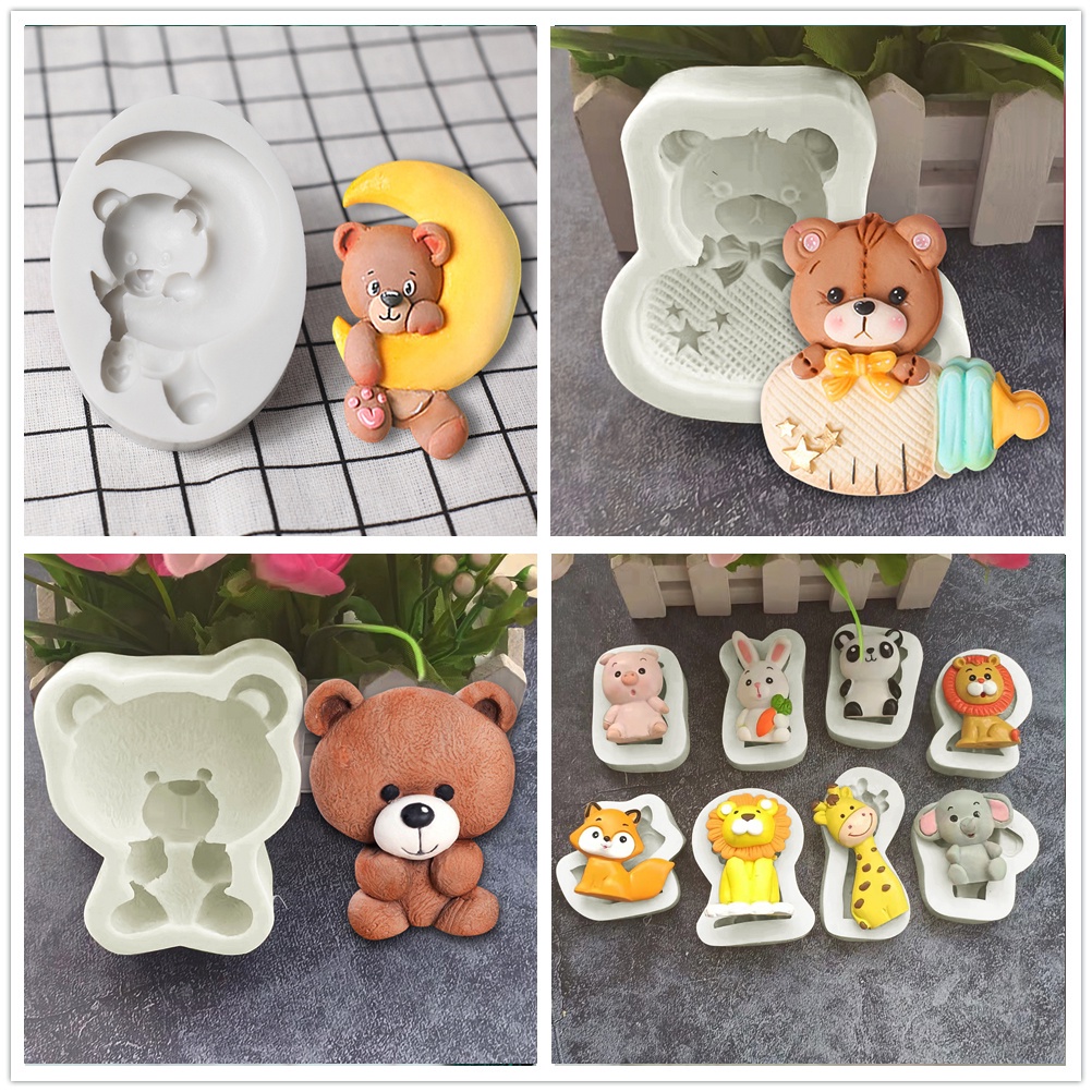 Khuôn Silicone Tạo Hình Làm Bánh Kẹo Hình Gấu Gummy 3D DIY