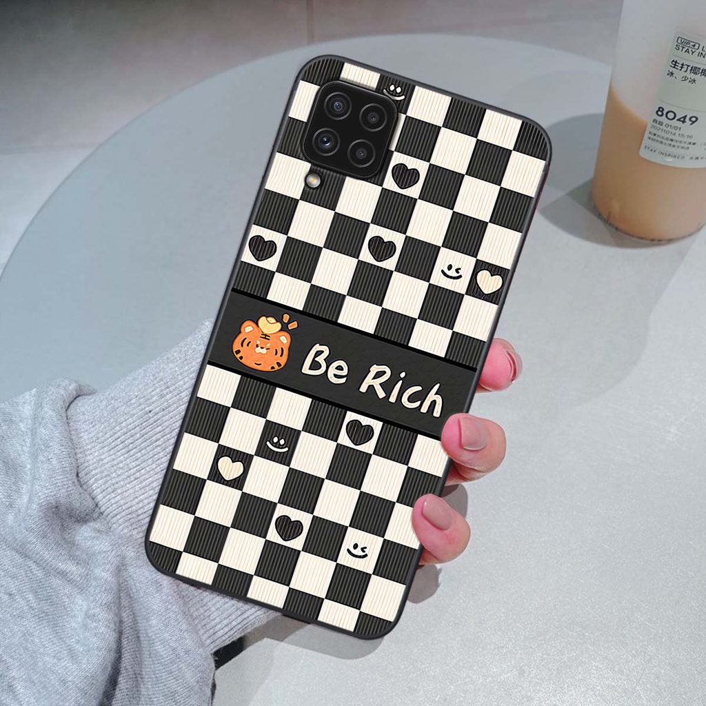 Ốp Samsung A22 4G / A22 5G gấu Bear rick caro vuông thời trang siêu đẹp