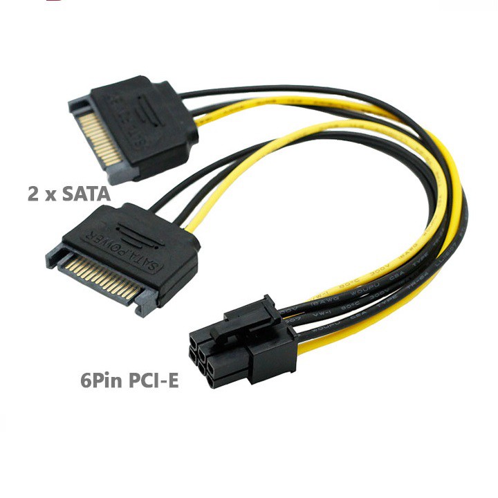 Cáp chuyển đổi nguồn 2 SATA sang molex 6pin