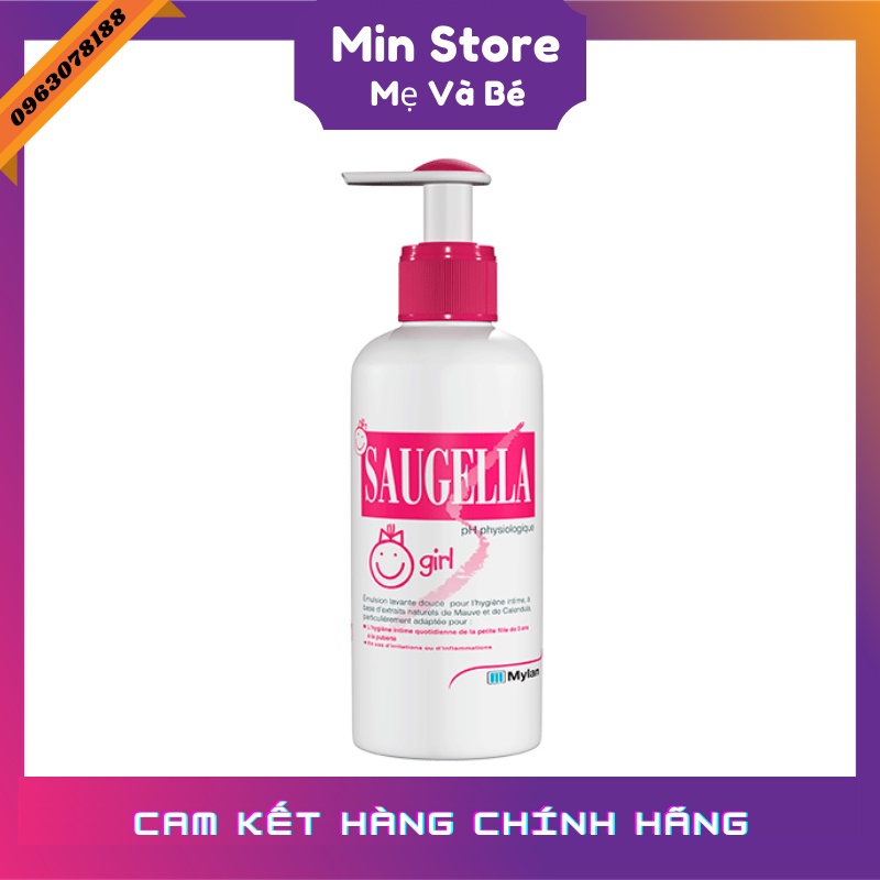 (CHÍNH HÃNG) Dung dịch vệ sinh bé gái Saugella 200ml Pháp từ 3-12 tuổi