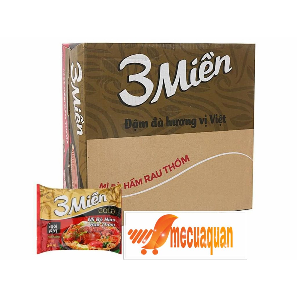 Thùng 30 gói 3 Miền Gold vị bò hầm rau thơm 75g