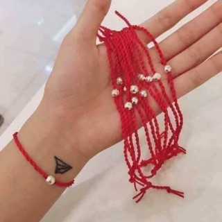 Vòng Chỉ đỏ may mắn mix bi bạc đeo tay