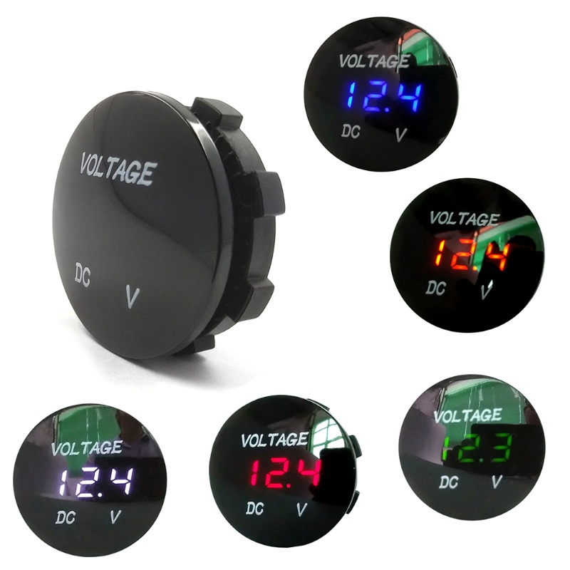 Đồng Hồ Vôn Kế Kỹ Thuật Số Màn Hình LED Tròn Chuyên Dụng Cho Xe Hơi / Xe Máy