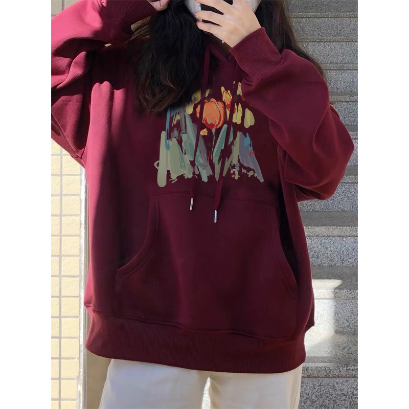 Áo Hoodie Tay Dài Dáng Rộng Thời Trang retro Mỹ