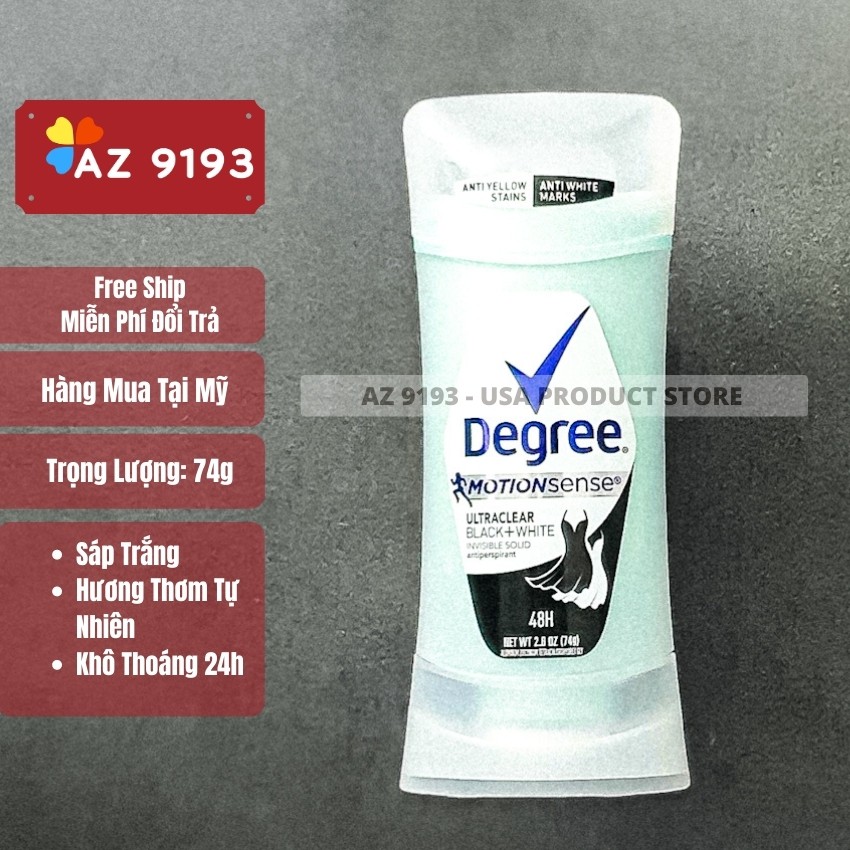 [Mua Tại Mỹ - Date 2022] Lăn Khử Mùi Nữ Degree, Dạng Sáp,74g, Dòng MotionSense - Khô Thoáng 48h, Không vàng áo - Az 9193 | BigBuy360 - bigbuy360.vn