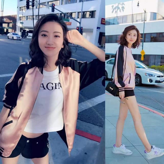 Bomber hồng phối đen