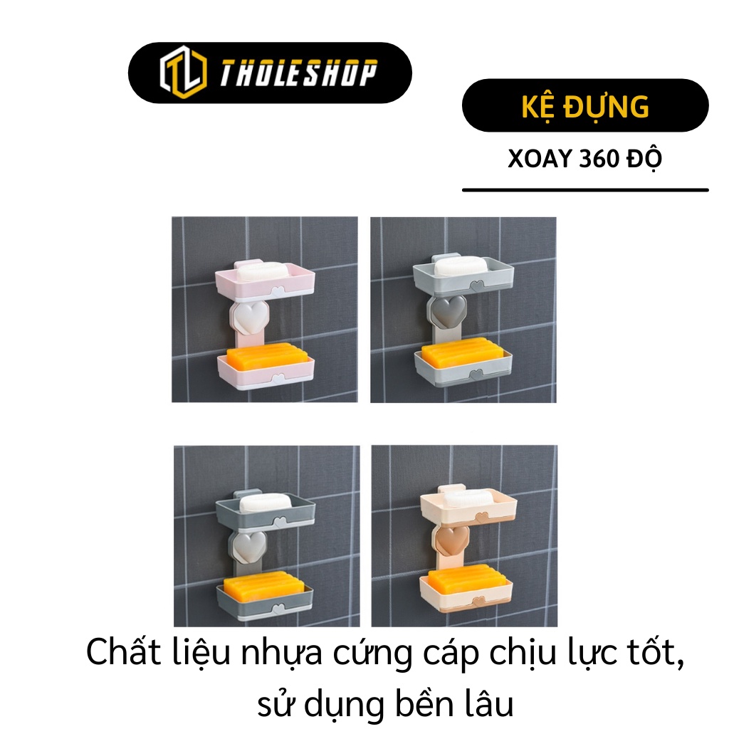 Khay Đựng Xà Phòng - Kệ Để Xà Phòng Dán Tường 2 Tầng Xoay 360, Có Ngăn Đựng Nước 8799