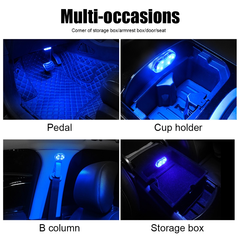 Đèn led Không Dây Cảm Ứng Chạm Có Thể Sạc Lại Bằng Cổng USB Cho Nội Thất Xe Hơi