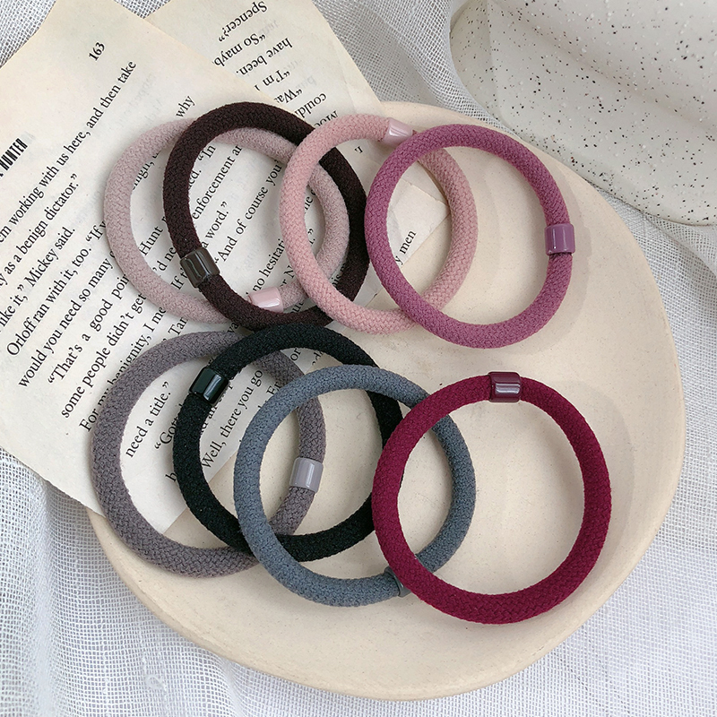 Dây buộc tóc co dãn màu trơn đơn giản