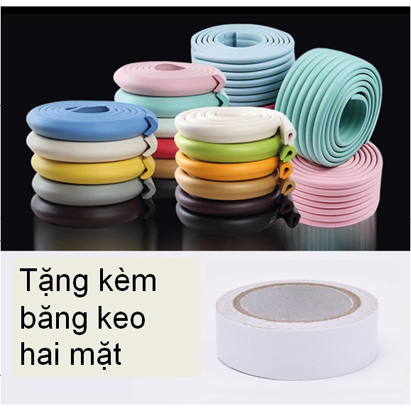 Cuộn dây cao su bọt biển mềm dài 2m dán bọc góc cạnh bàn, tủ kính, giường bảo vệ an toàn cho bé