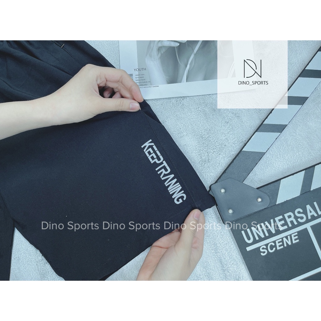 Quần đùi nam DINO SPORTS quần shorts in chữ keep traning quần ngố thể thao năng động thoải mái