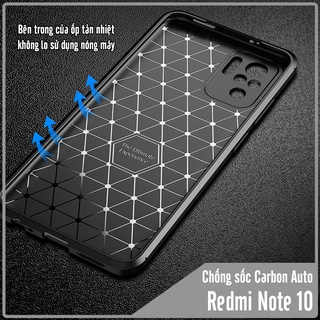 Ốp lưng cho Xiaomi Redmi Note 10 chống sốc Carbon Auto Focus