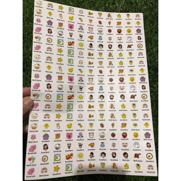combo 12 tờ Sticker lời khen Tiếng Anh hình ảnh ngộ nghĩnh dễ thương