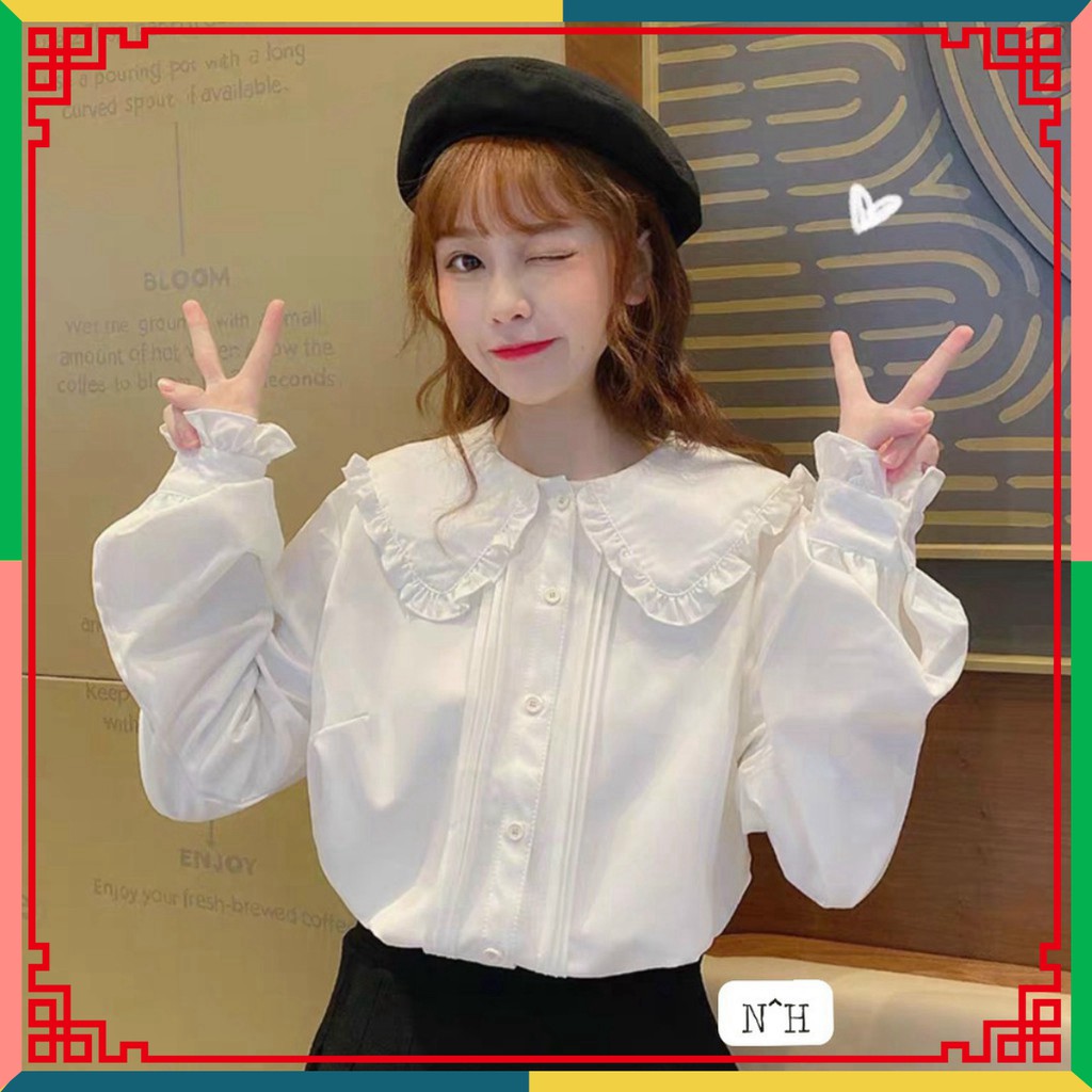 áo sơ mi cổ bèo, áo babydoll bánh bèo mẫu mới 2021 Yannan.vn