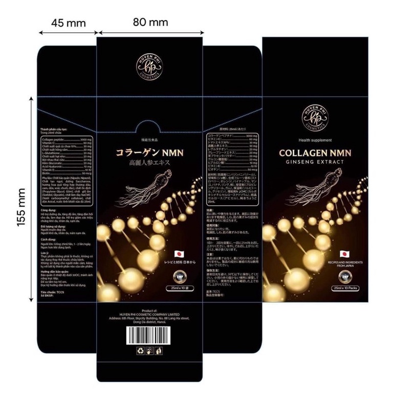 Collagen NMN Huyền Phi_Hàng chính hãng hôp 10 gói