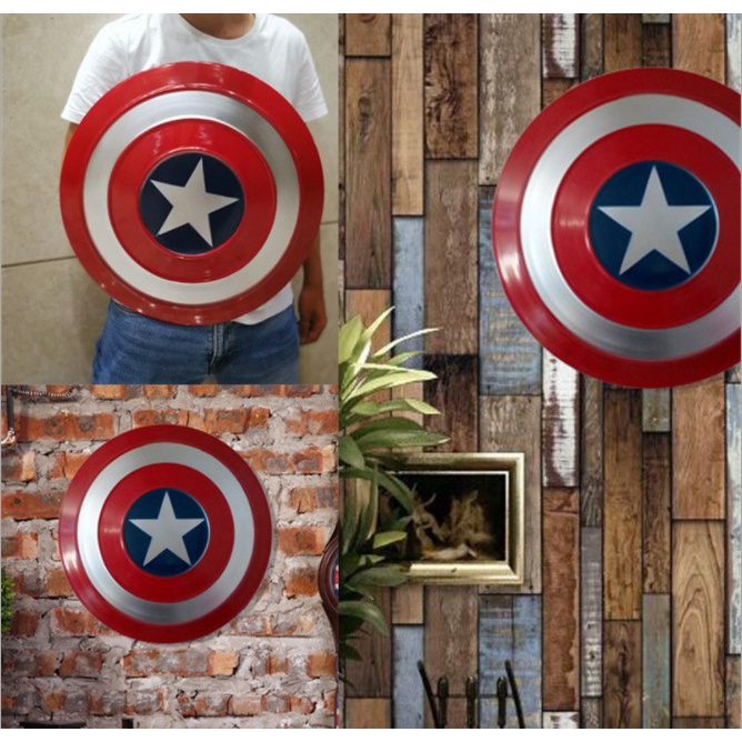 (BẰNG KIM LOẠI, 48CM) Khiên Captain American Shield Marvel Avenger cầm tay và treo tường tỷ lệ 1:1, đồ chơi và trang trí