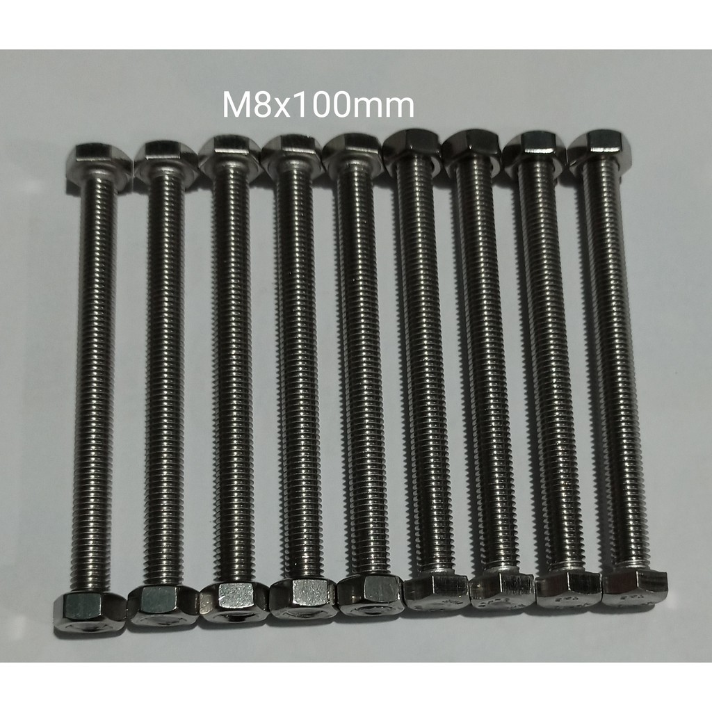 M8x100mm INOX 304 COMBO 10 Bu Long Con Tán 8mm INOX Chống Gỉ, 8 Li Dài ...