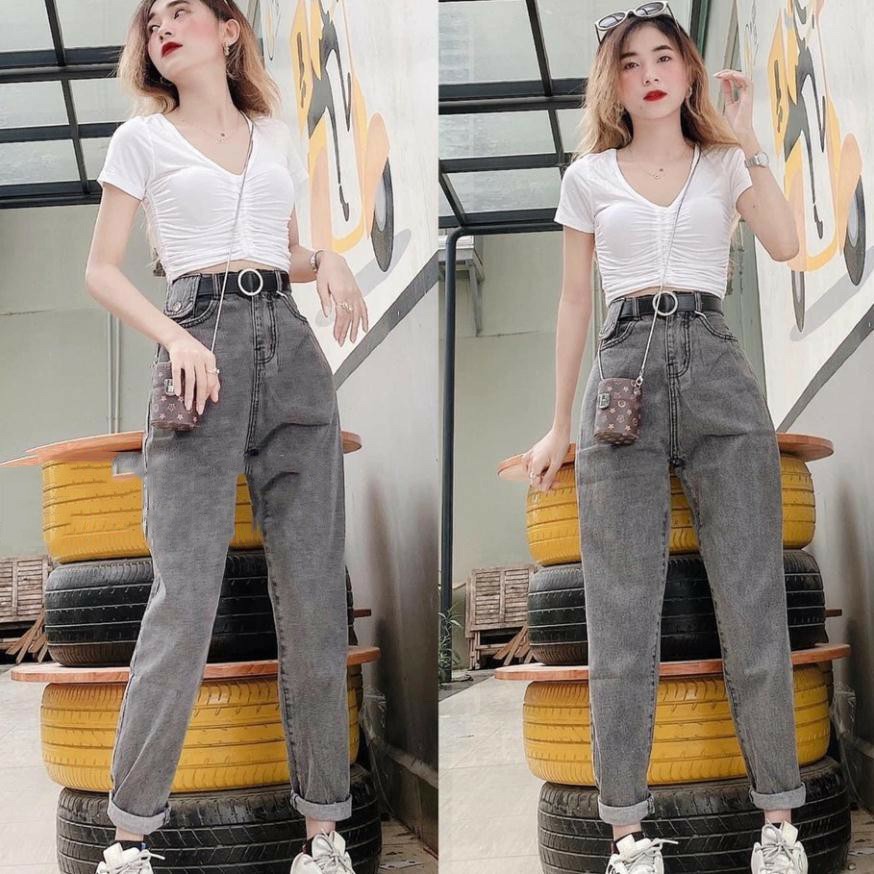 Quần Baggy Jeans Nữ Túi Nắp Chất Bò Demin Hàng Đẹp MS95