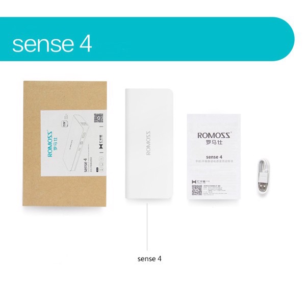 Pin sạc dự phòng Romoss Sense 4 10400mAh hỗ trợ 2 cổng sạc cùng lúc (Trắng)