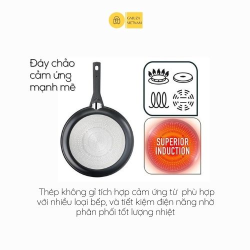 Chảo chống dính 6 lớp siêu bền Tefal Excellence 20cm, 24cm, 28cm nhập khẩu chính hãng, bảo hành 12 tháng