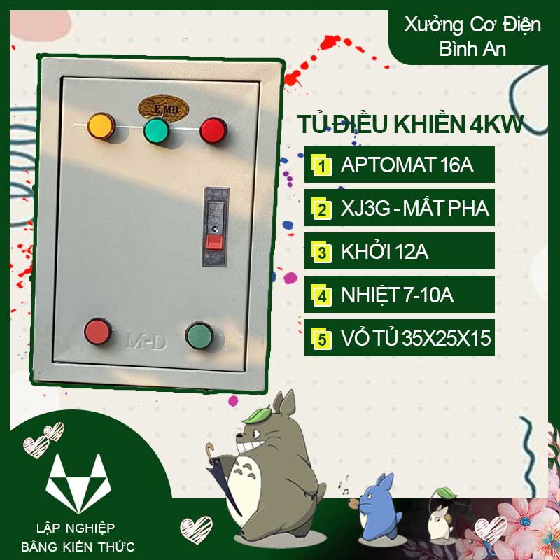 Tủ điều khiển bảo vệ động cơ 3 pha 4KW bảo vệ mất pha